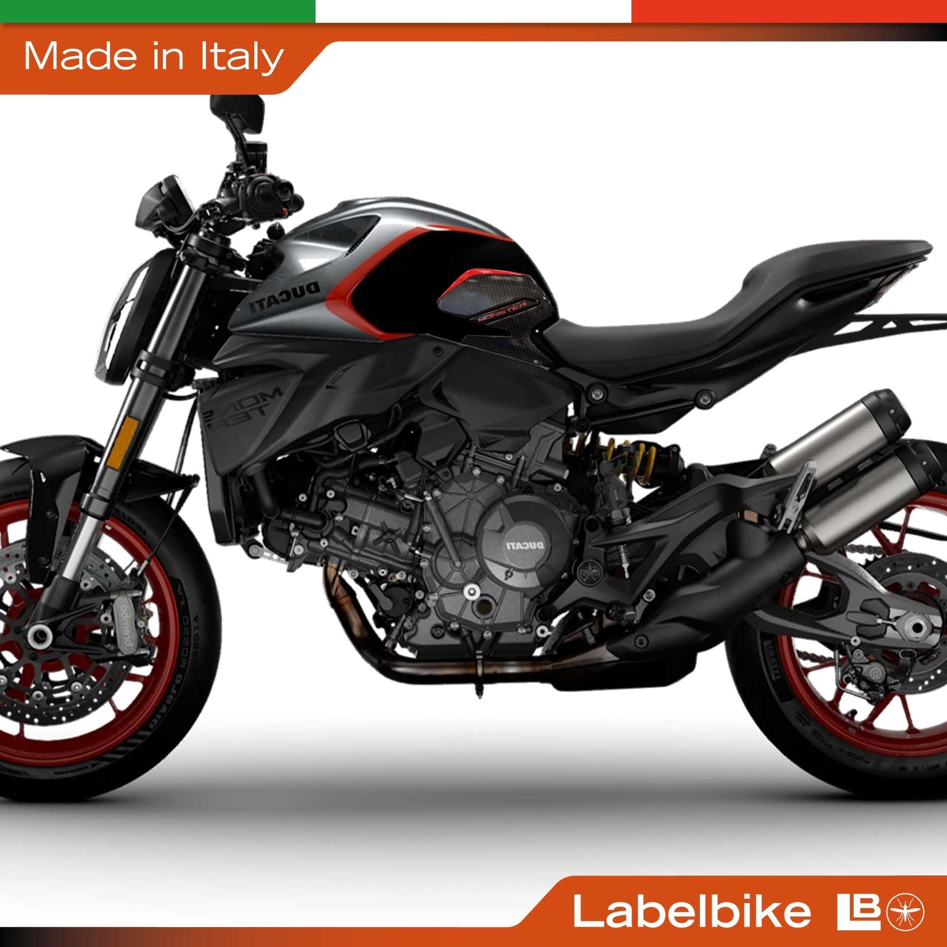 Adesivi 3D Laterali serbatoio moto compatibili con Ducati Monster V2 2026 - 12