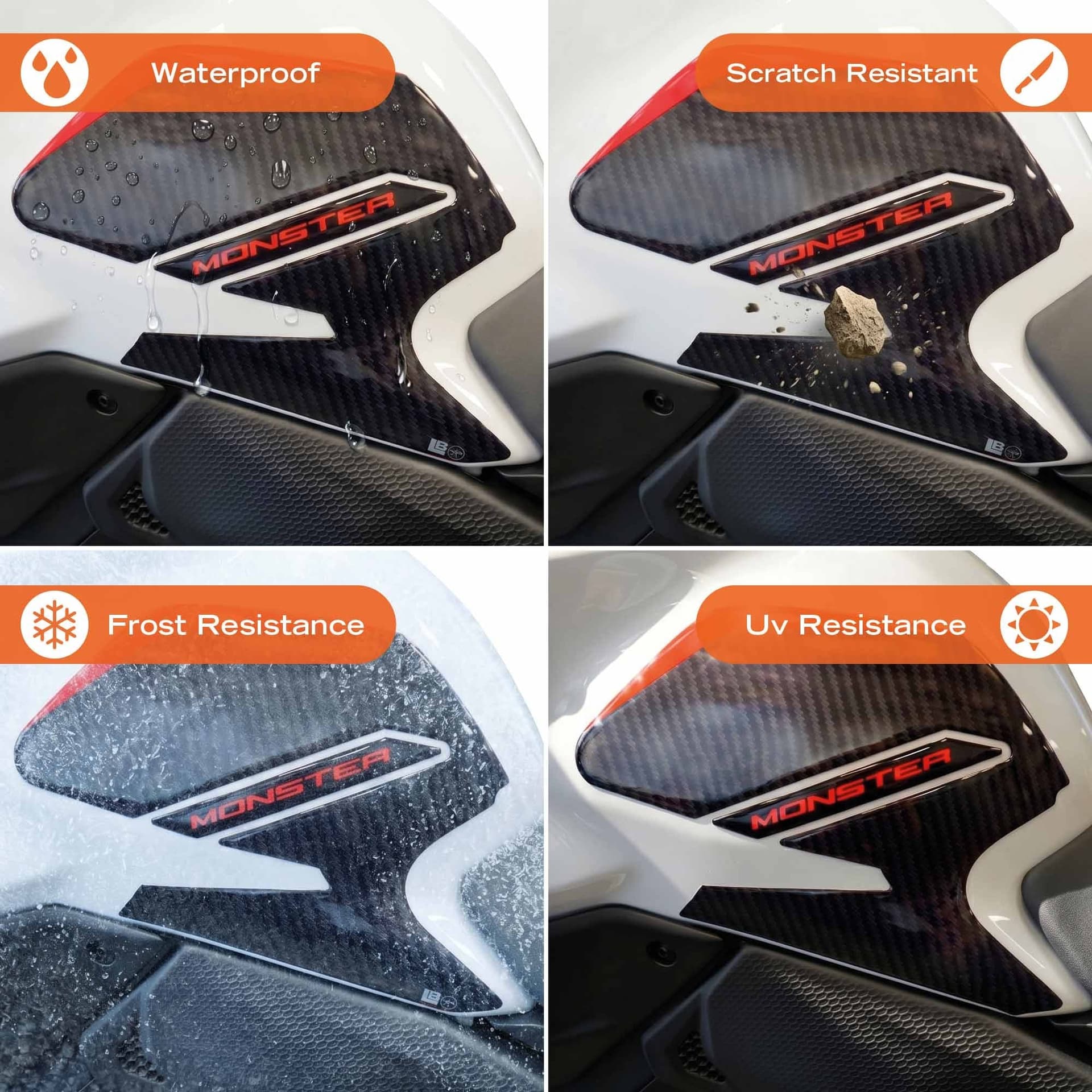 Adesivi 3D Laterali serbatoio moto compatibili con Ducati Monster V2 2026 - 13