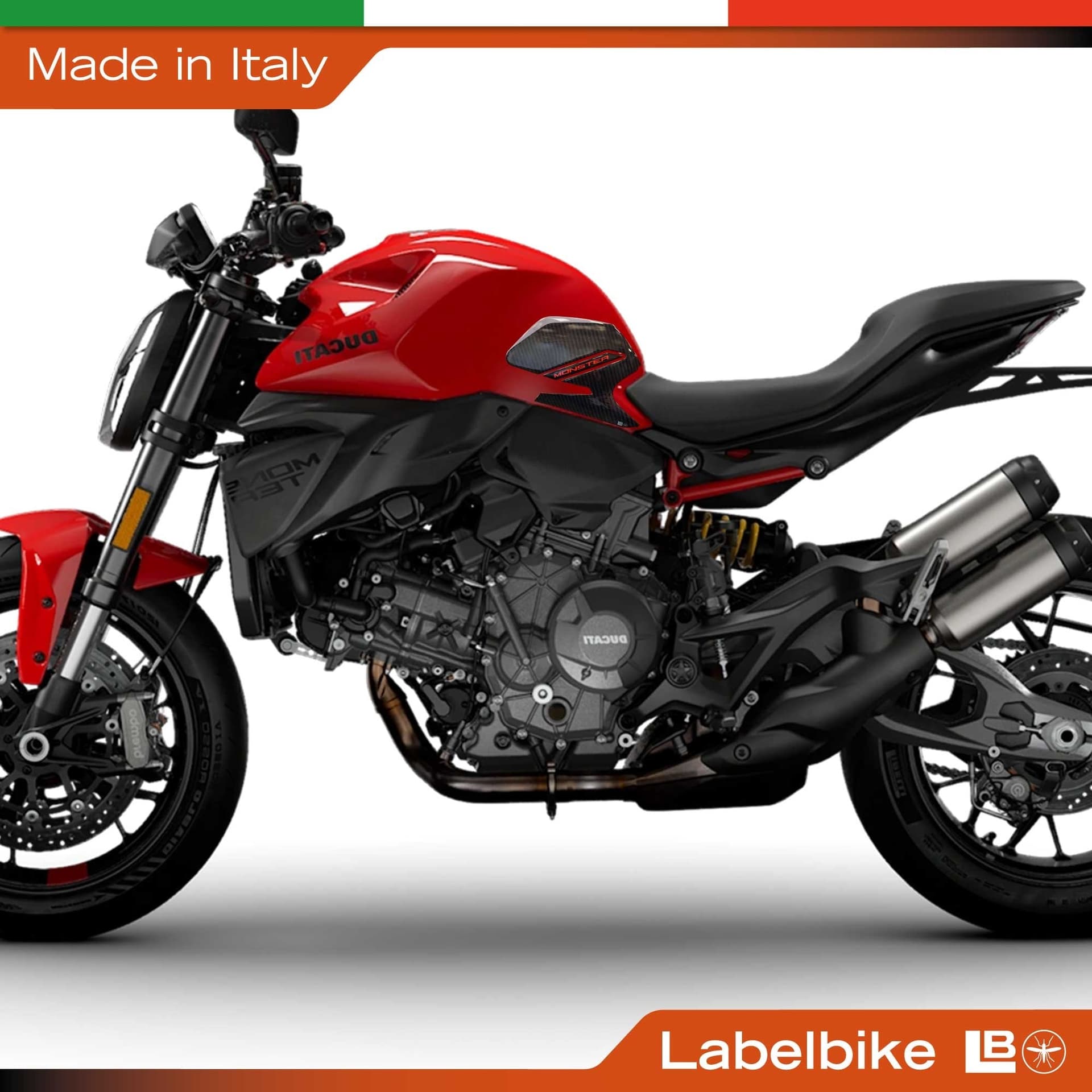 Adesivi 3D Laterali serbatoio moto compatibili con Ducati Monster V2 2026 - 4