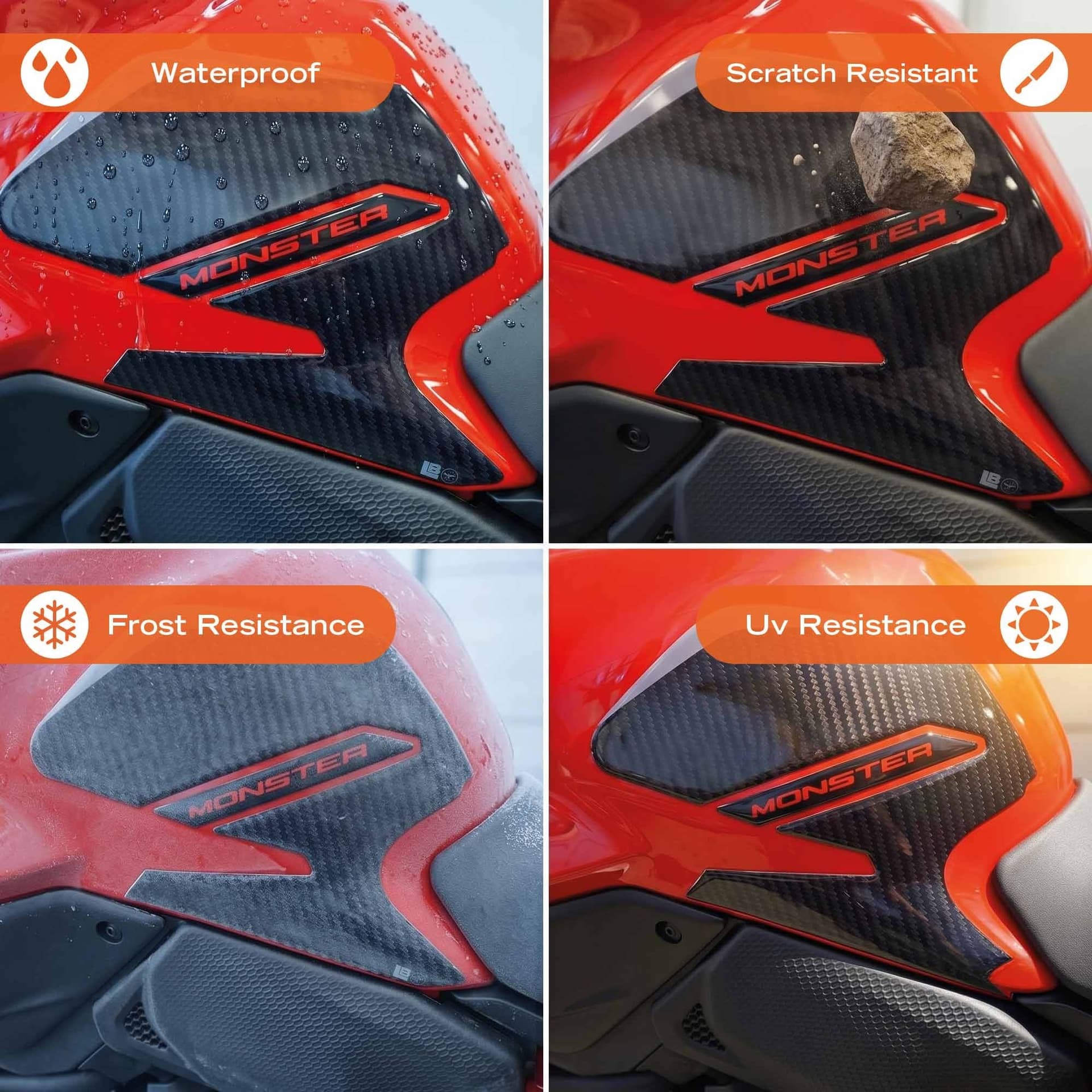 Adesivi 3D Laterali serbatoio moto compatibili con Ducati Monster V2 2026 - 5