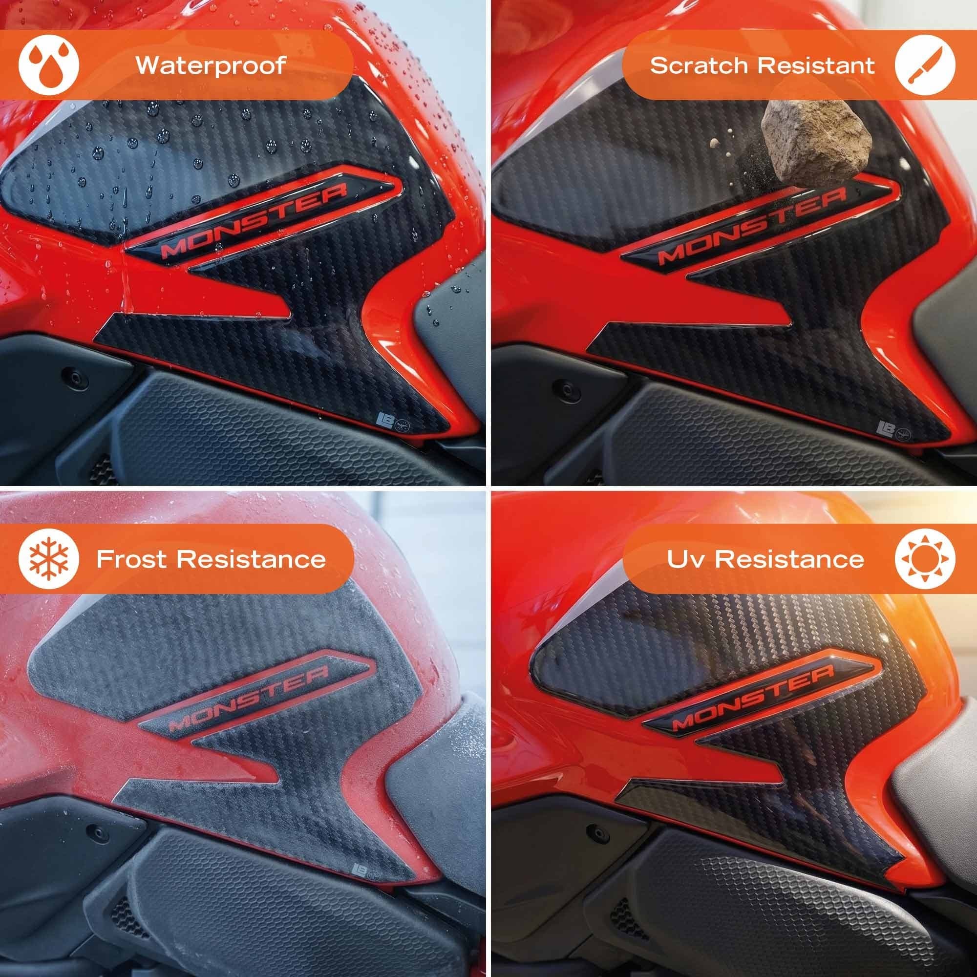 Adesivi 3D Laterali serbatoio moto compatibili con Ducati Monster V2 2026 - 5
