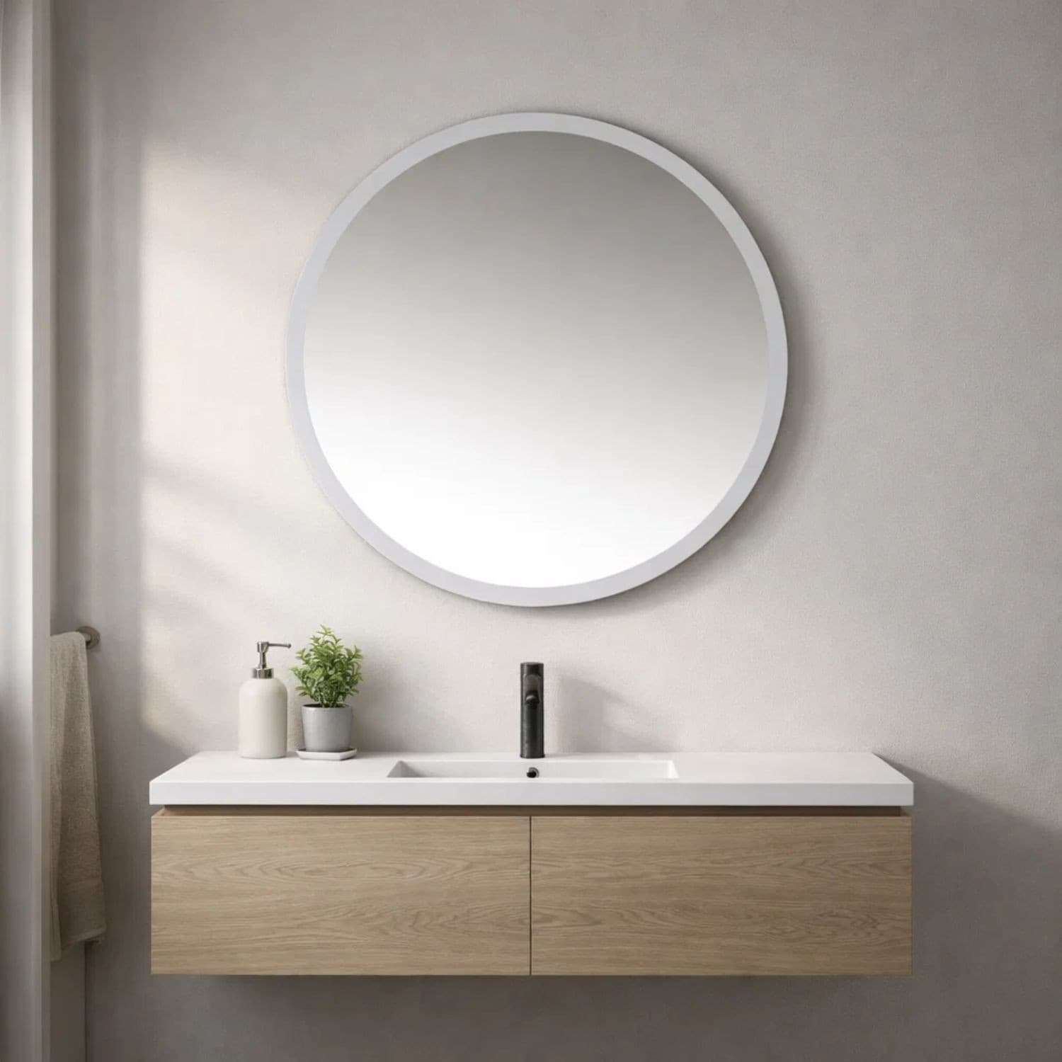Specchio Da Bagno Jonas In Artificial Stone Bianco Opaco - 7