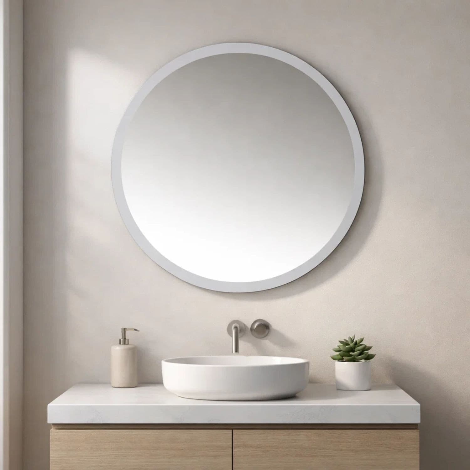 Specchio Da Bagno Jonas In Artificial Stone Bianco Opaco - 4