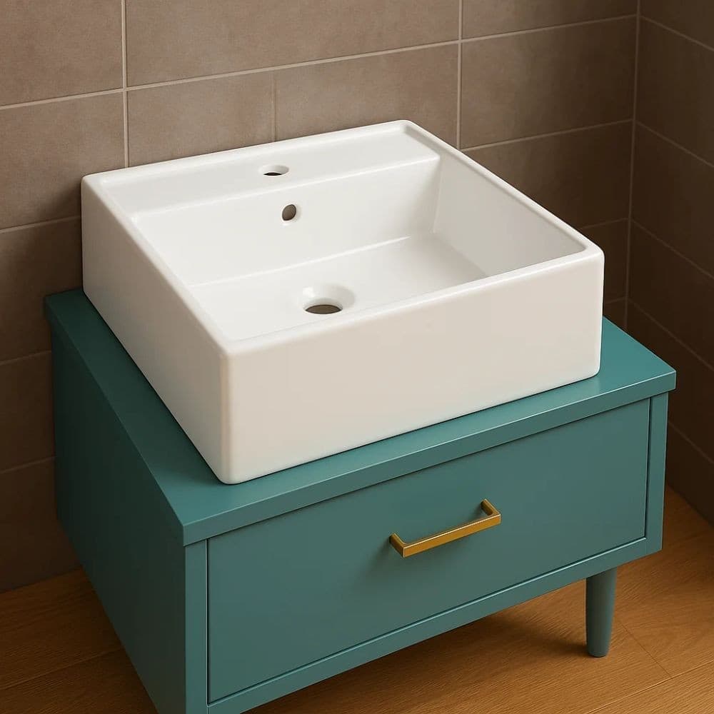 Lavabo d'appoggio ceramica bianco Lavandino Lavello Arredo Bagno 2 Misure - 15
