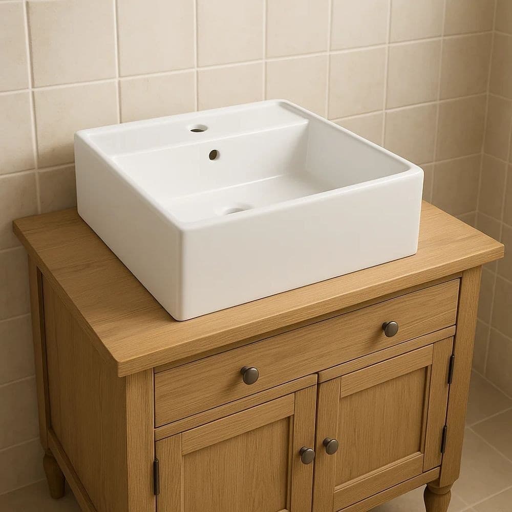 Lavabo d'appoggio ceramica bianco Lavandino Lavello Arredo Bagno 2 Misure - 11