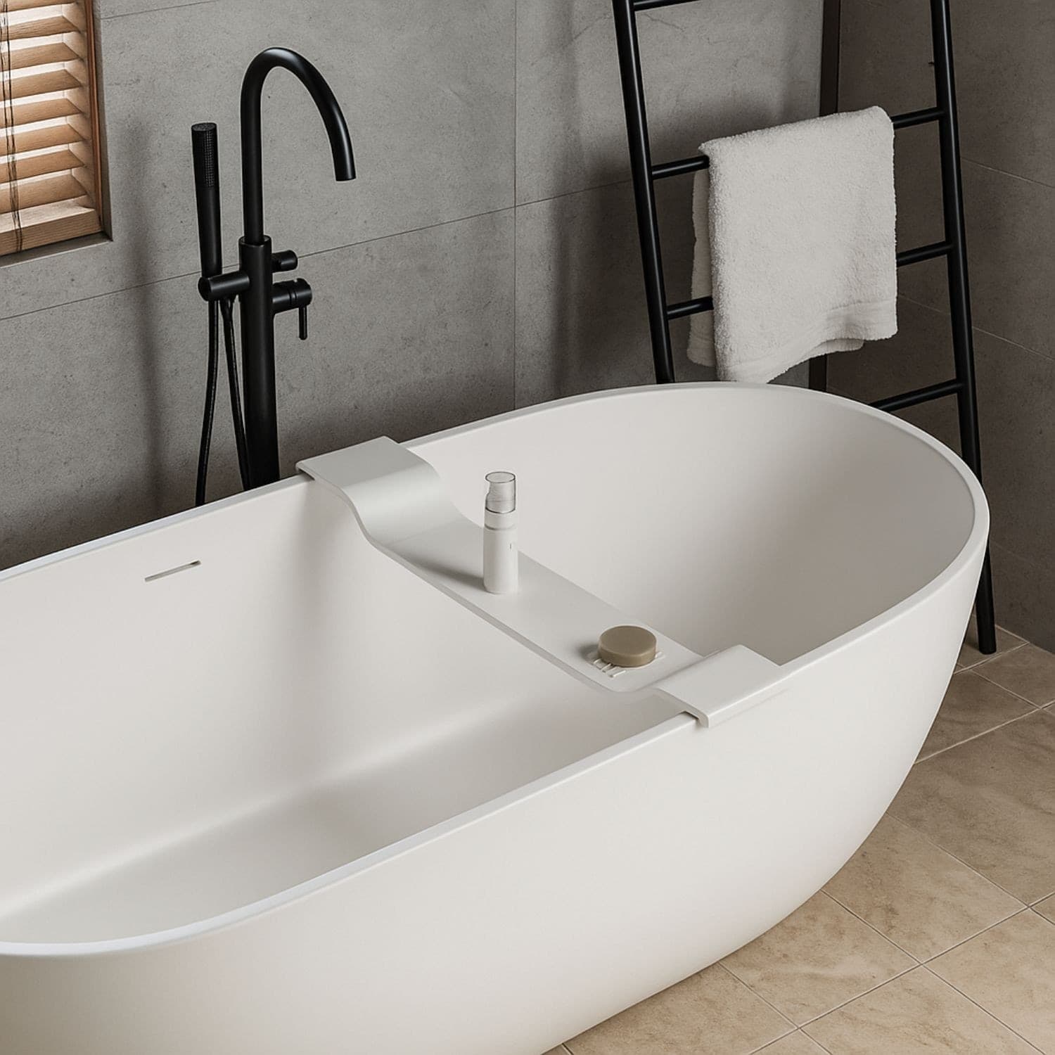 Sopravasca da Bagno Stand in Artificial Stone  Bianco Opaco Matt Ogomondo - 4