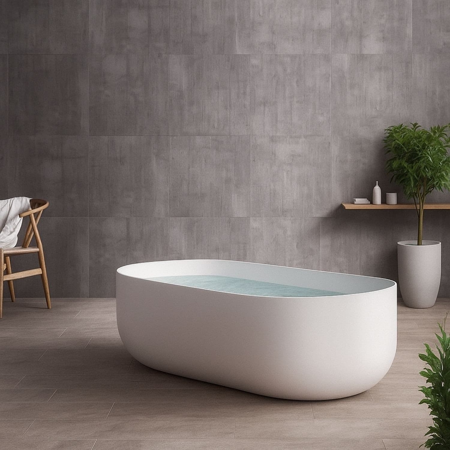 Vasca Da Bagno Free Standing Martha Artificial Stone Bianco Opaco Matt - 8