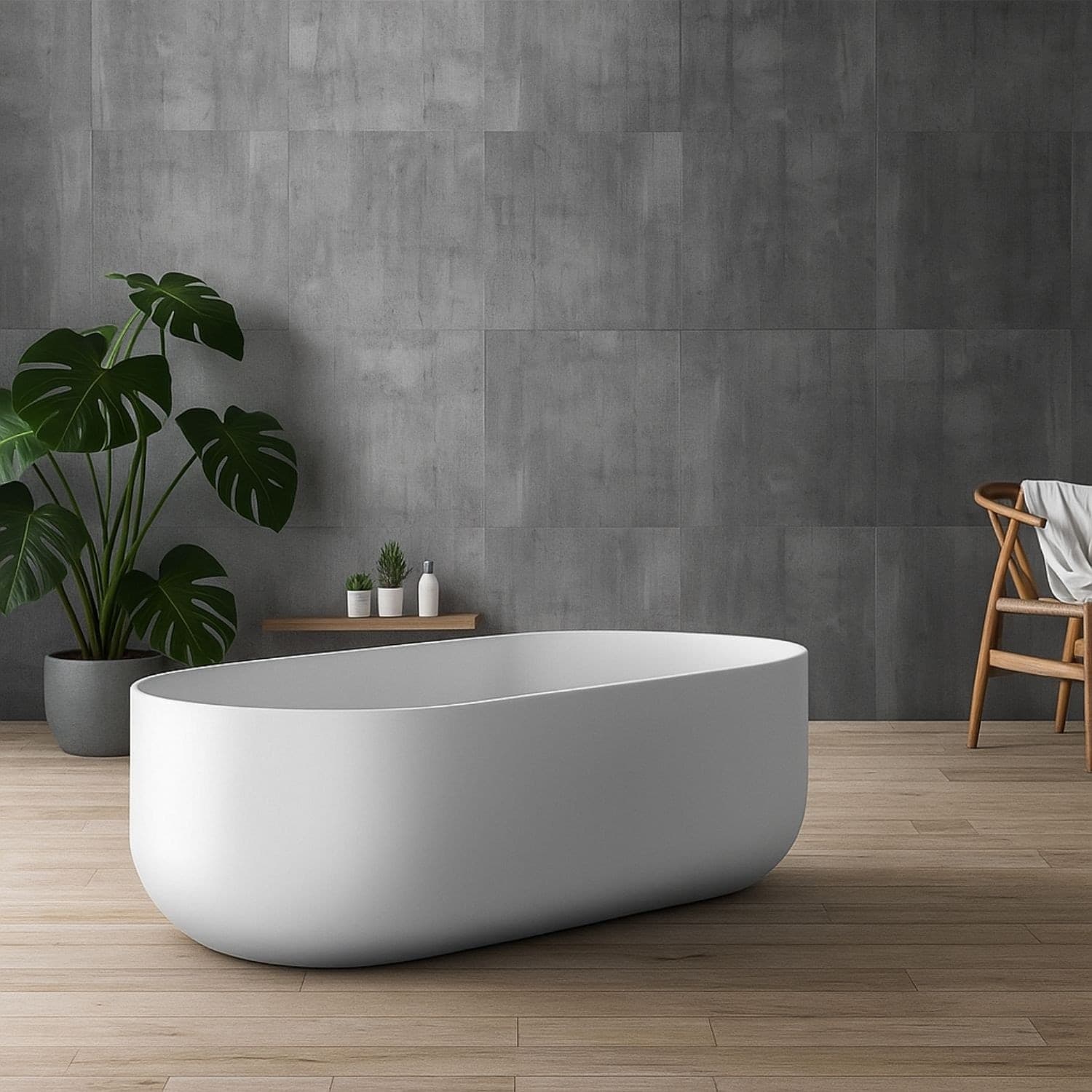 Vasca Da Bagno Free Standing Martha Artificial Stone Bianco Opaco Matt - 2