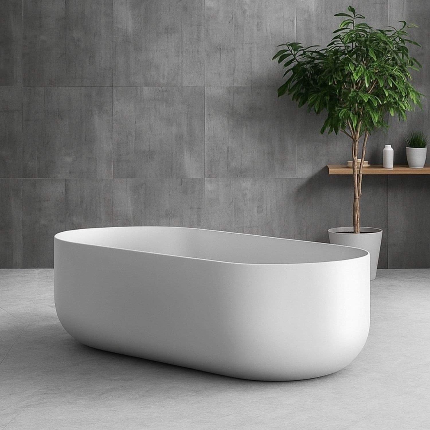 Vasca Da Bagno Free Standing Martha Artificial Stone Bianco Opaco Matt - 4