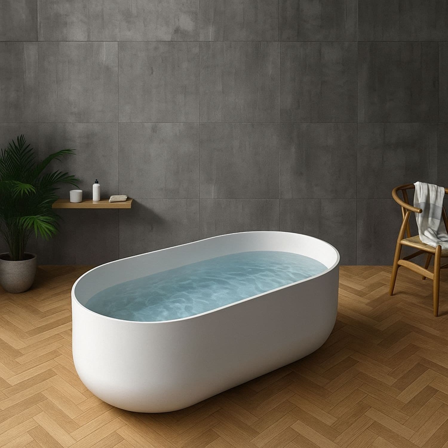Vasca Da Bagno Free Standing Martha Artificial Stone Bianco Opaco Matt - 6