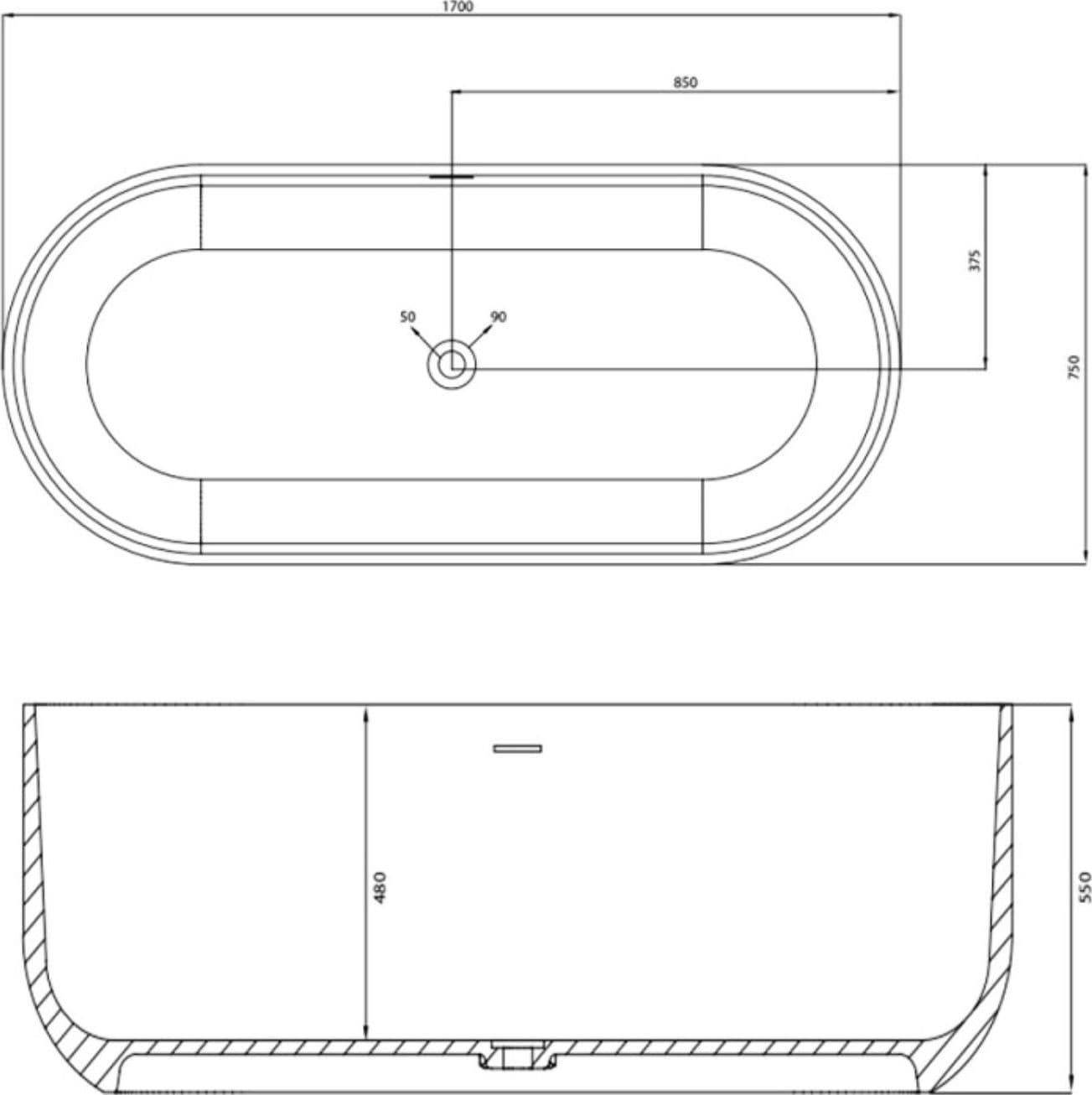 Vasca Da Bagno Free Standing Martha Artificial Stone Bianco Opaco Matt - 7