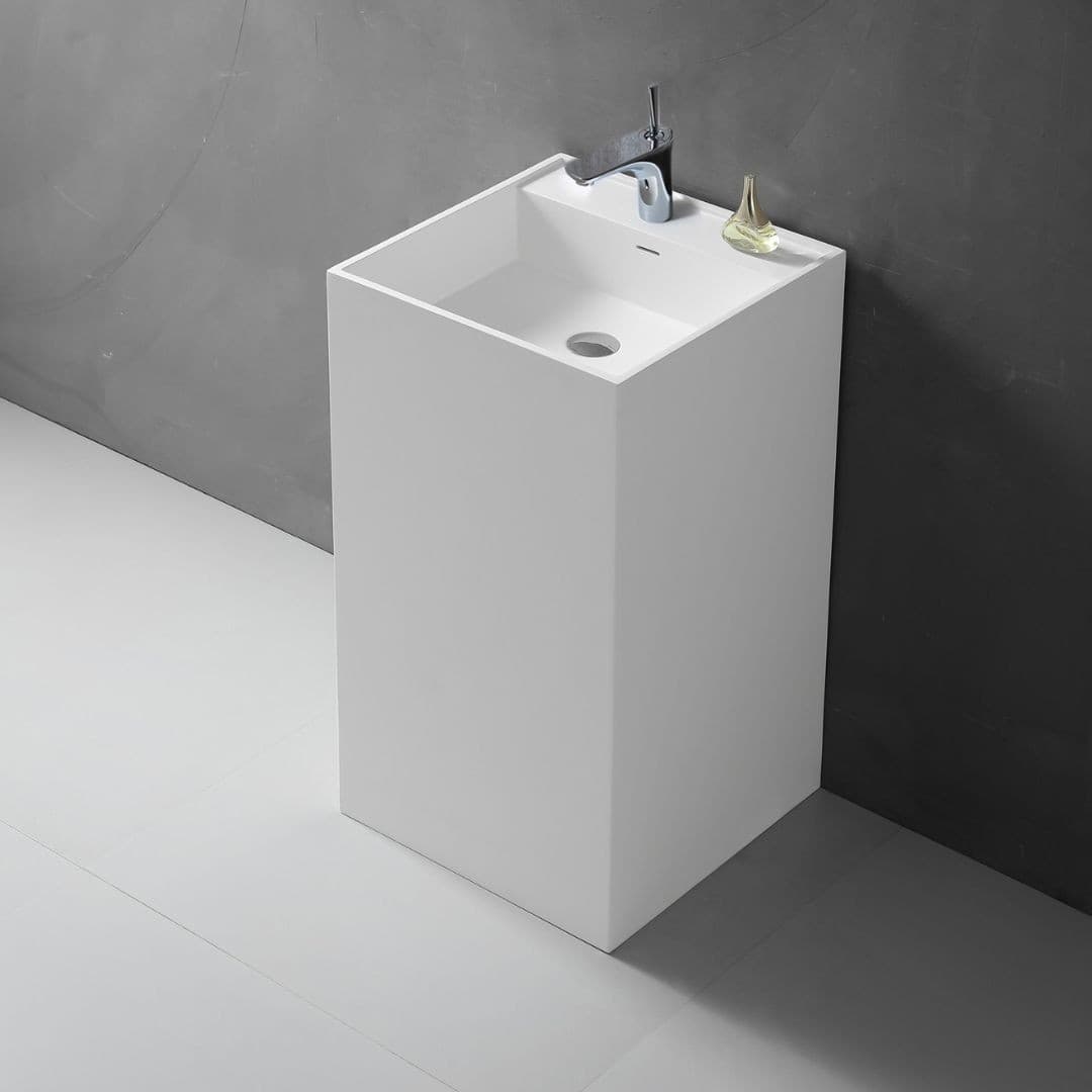 Lavabo Monoforo Free Standing Magnus Plus Artificial Stone Bianco Opaco Matt - 3