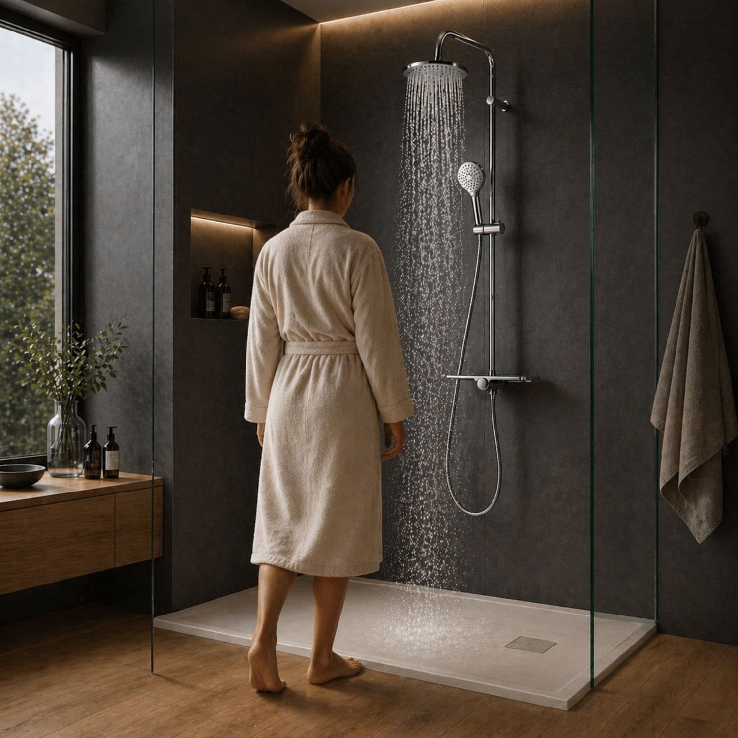 Colonna Doccia Attrezzata 008 Ottone Cromato 2 Funzioni Soffione Doccetta Tonda - 3