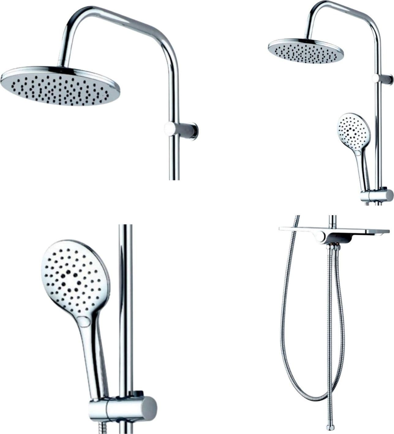 Colonna Doccia Attrezzata 008 Ottone Cromato 2 Funzioni Soffione Doccetta Tonda - 8