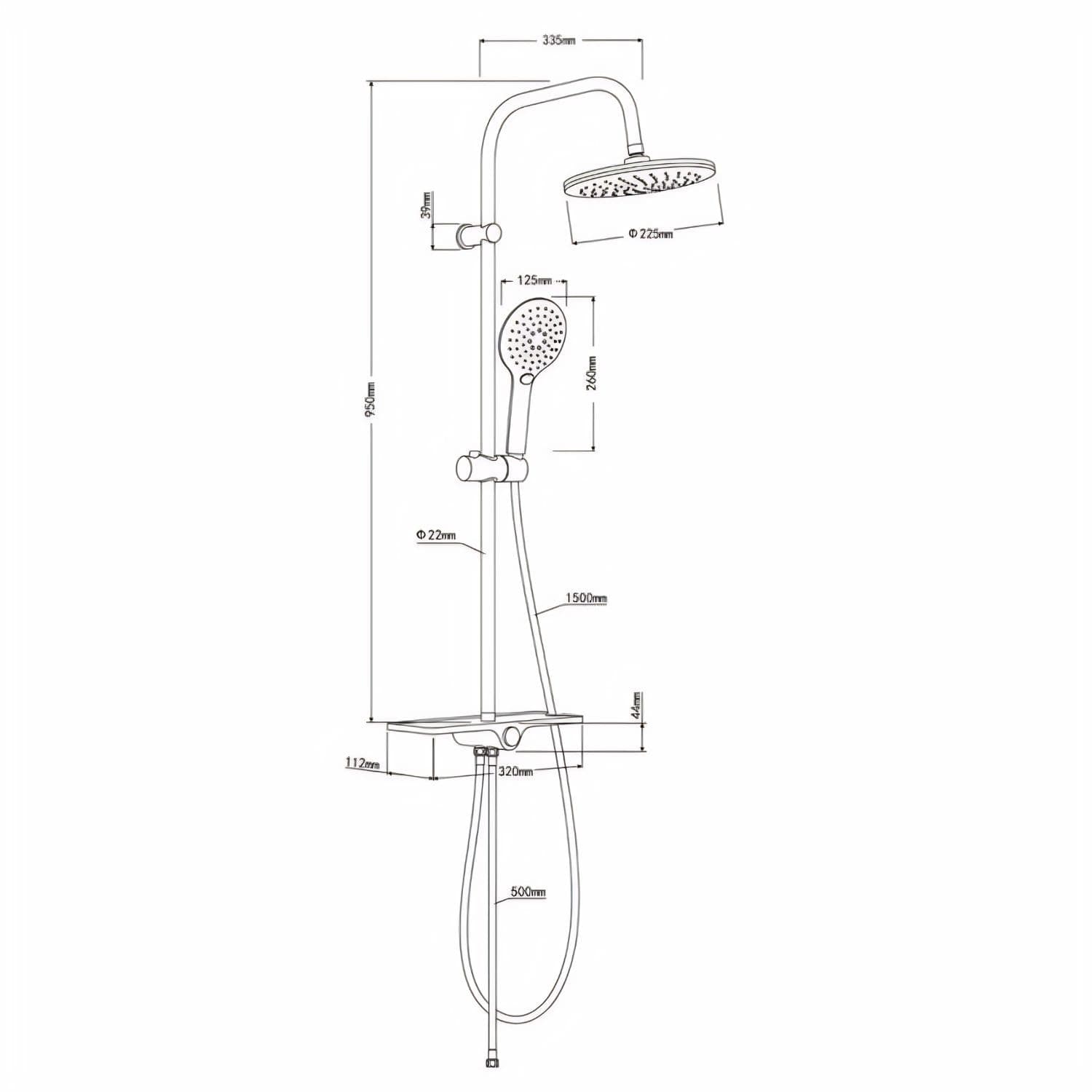 Colonna Doccia Attrezzata 008 Ottone Cromato 2 Funzioni Soffione Doccetta Tonda - 9