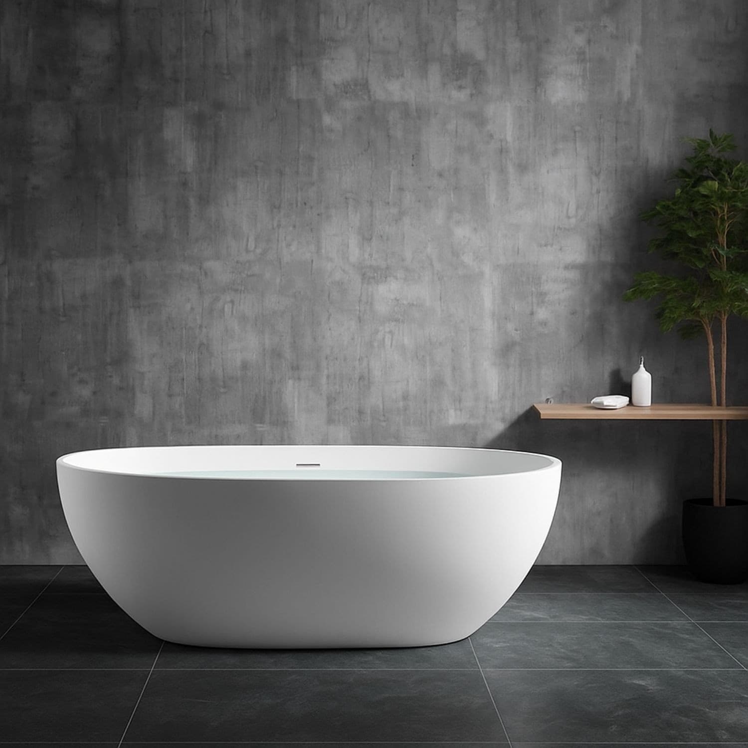 Vasca Da Bagno Free Standing Silja Artificial Stone Bianco Opaco Matt - 2