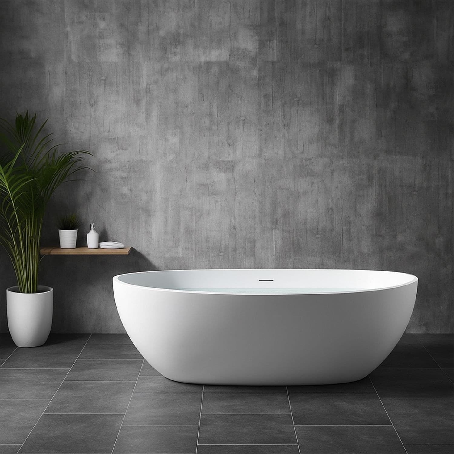 Vasca Da Bagno Free Standing Silja Artificial Stone Bianco Opaco Matt - 4