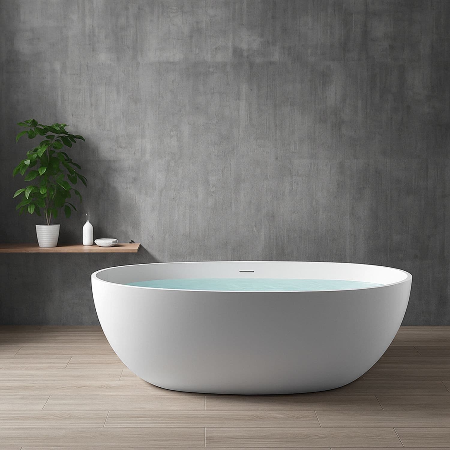 Vasca Da Bagno Free Standing Silja Artificial Stone Bianco Opaco Matt - 5