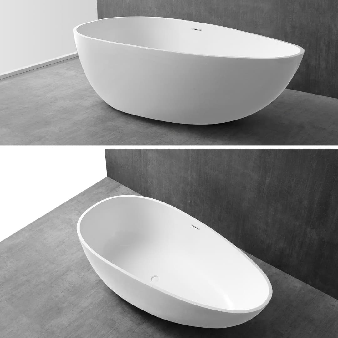 Vasca Da Bagno Free Standing Lisa Artificial Stone Bianco Opaco Matt - 2