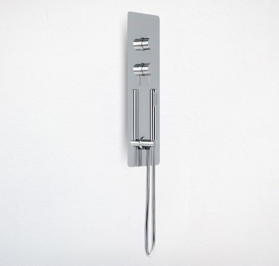 Wall Kit A Parete Da Incasso A Muro Acciaio Inox Cromato Lucido Deviatore Doccetta Doccia - 2