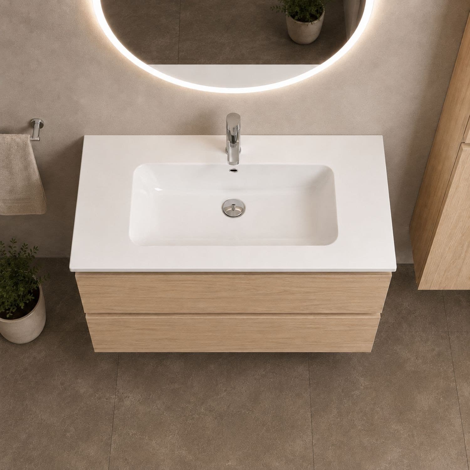 Lavabo Da Incasso In Mineral Marmo Bianco 81X46 Elegante - 2