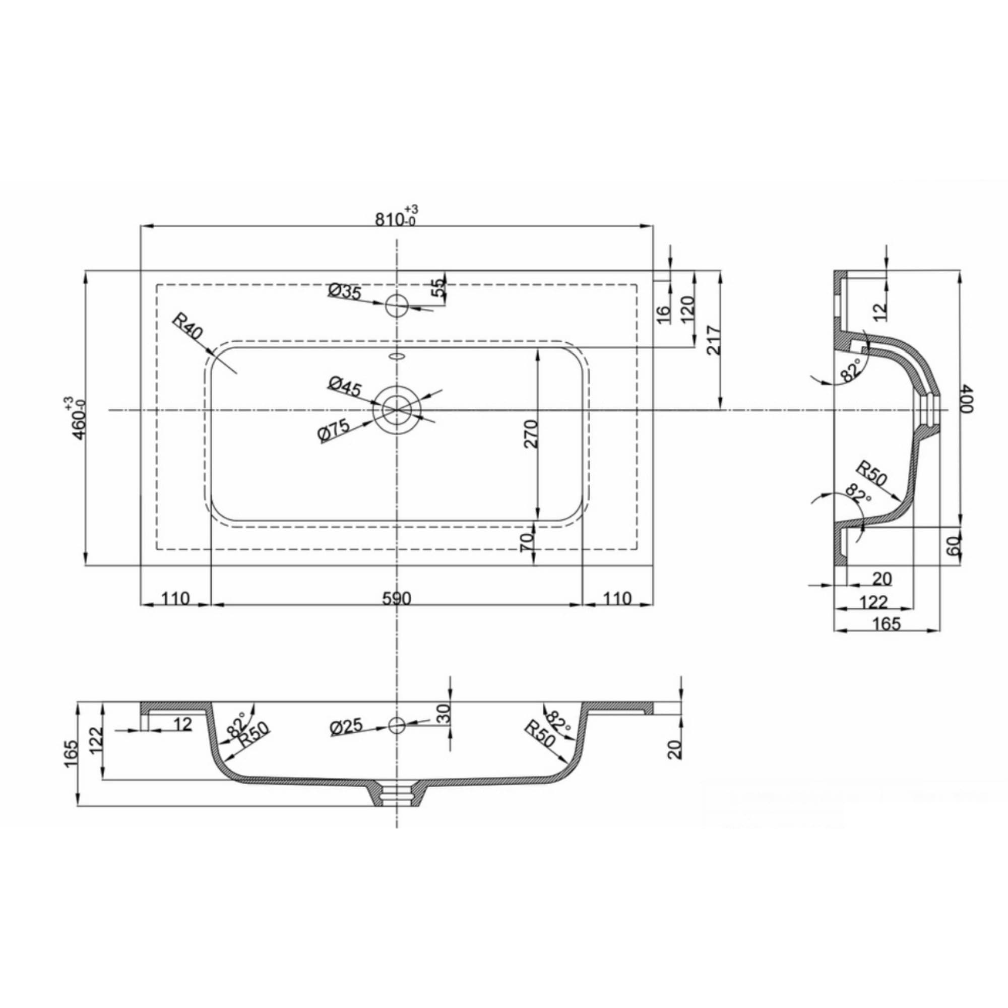 Lavabo Da Incasso In Mineral Marmo Bianco 81X46 Elegante - 6