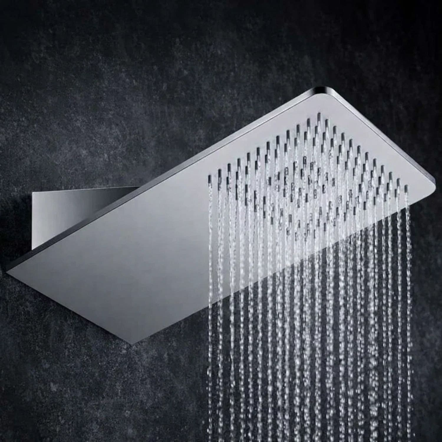 Soffione Doccia a Parete in Acciaio Inox a Punta Quadrata Design Deciso e Getto Rigenerante - 3