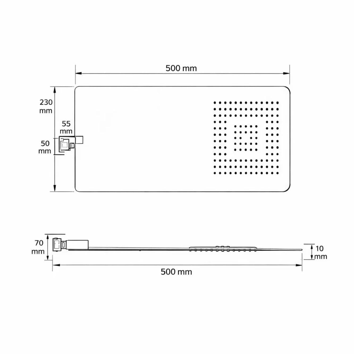 Soffione Doccia a Parete in Acciaio Inox a Punta Quadrata Design Deciso e Getto Rigenerante - 4