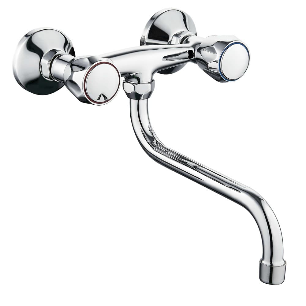Rubinetto a Muro Down Canna a Esse in Ottone Cucina con Erogazione Orientabile - 9