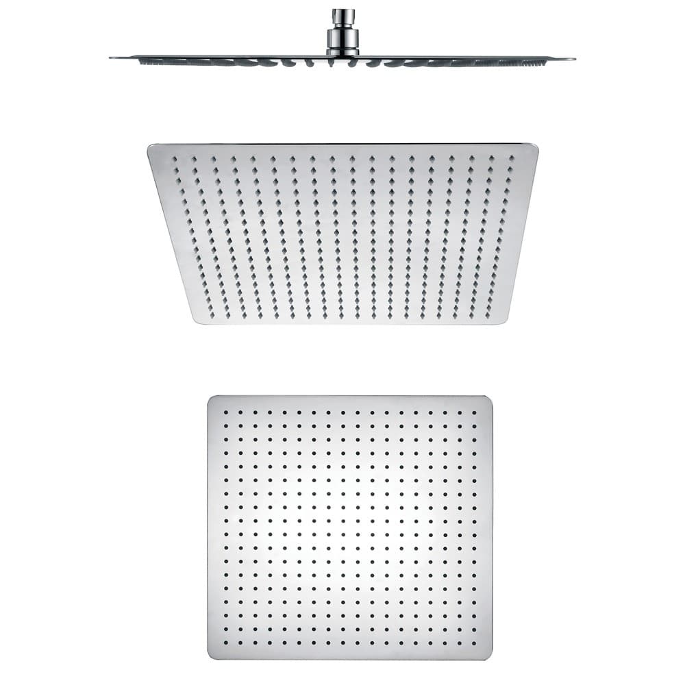 Soffione Doccia Quadrato Acciaio Inox 2 Mm Spessore Effetto Pioggia Varie Misure Bagno - 17