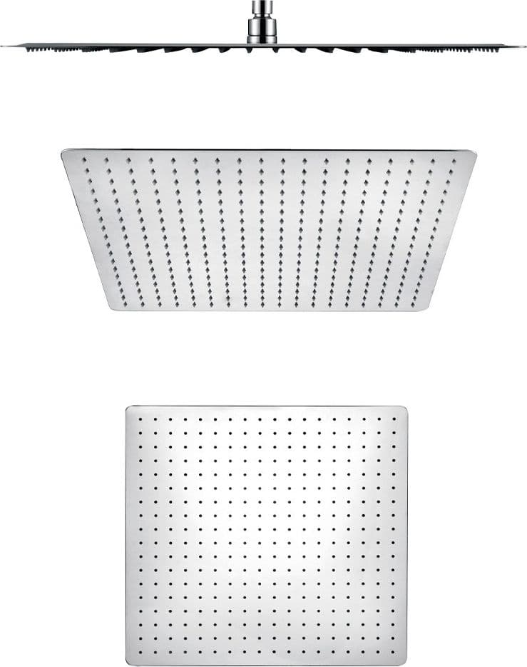 Soffione Doccia Quadrato Acciaio Inox 2 Mm Spessore Effetto Pioggia Varie Misure Bagno - 11