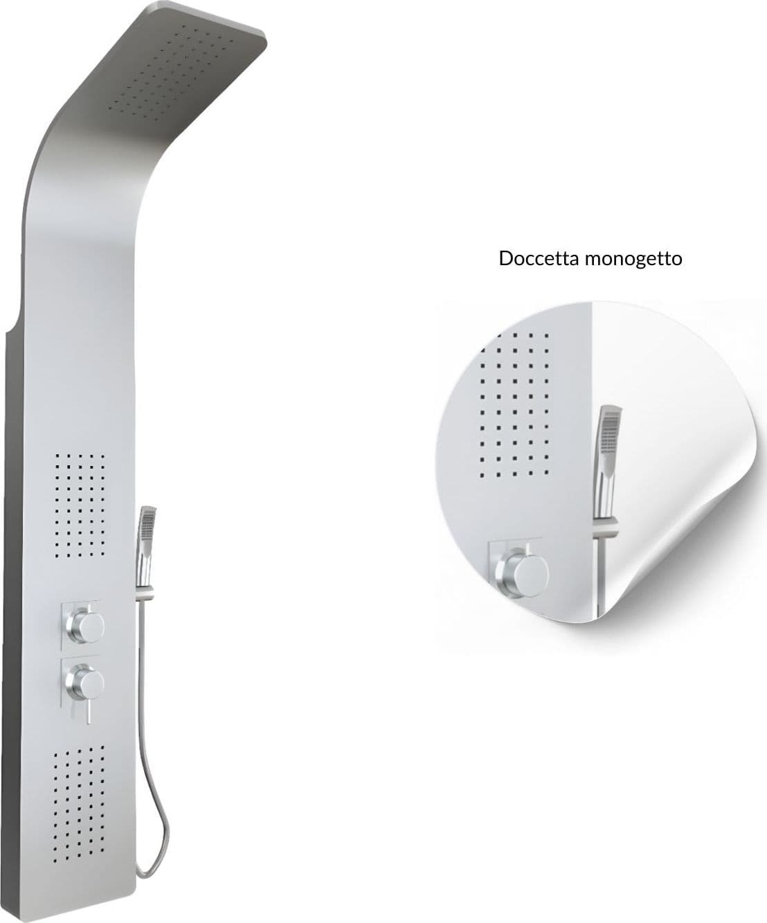 Colonna Doccia 3 Funzioni Acciaio Inox 2 Bocchette Idro Lombari L20xP44xH140 001B - 12