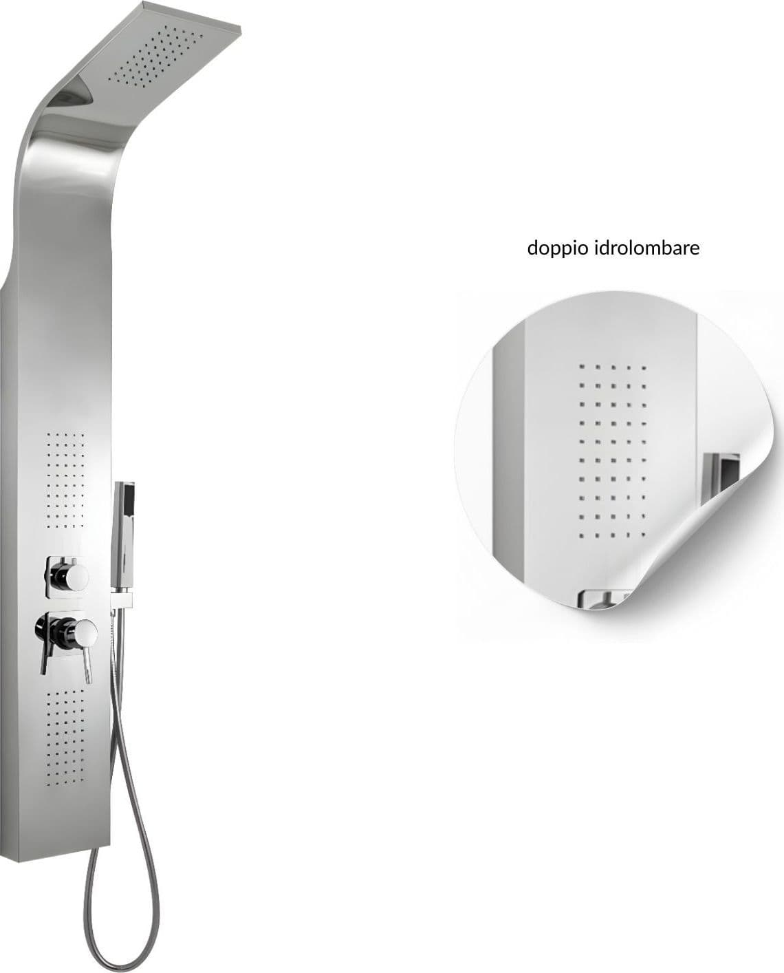 Colonna Doccia 3 Funzioni Acciaio Inox 2 Bocchette Idro Lombari L20xP44xH140 001B - 3