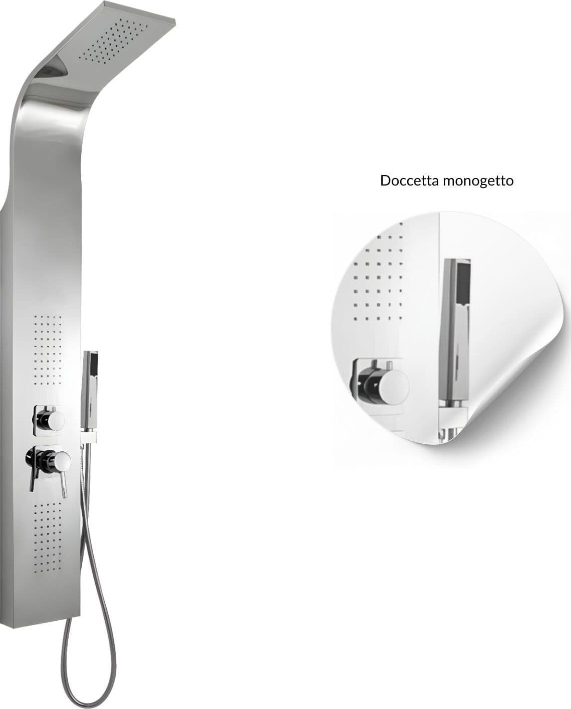 Colonna Doccia 3 Funzioni Acciaio Inox 2 Bocchette Idro Lombari L20xP44xH140 001B - 5
