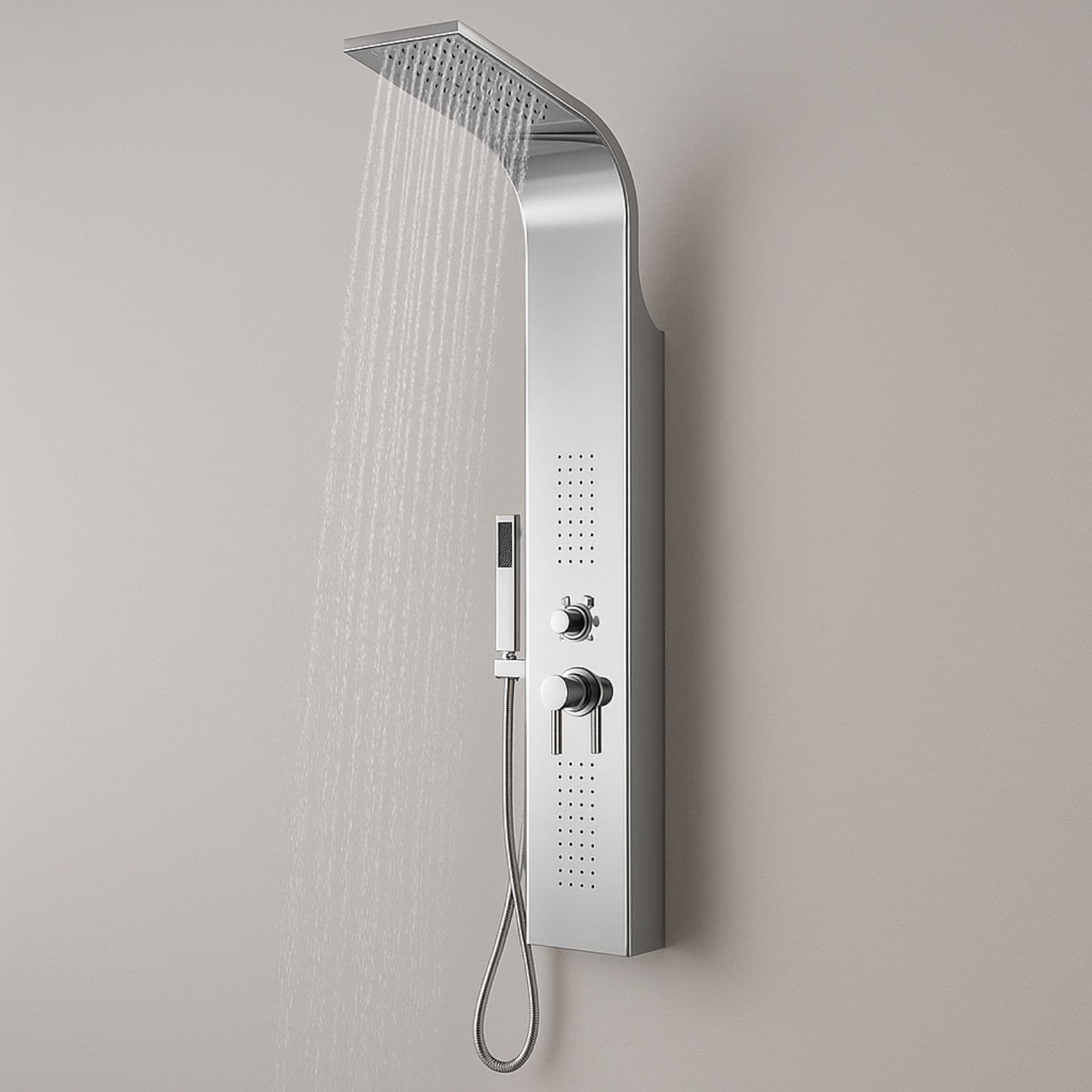 Colonna Doccia 3 Funzioni Acciaio Inox 2 Bocchette Idro Lombari L20xP44xH140 001B - 6