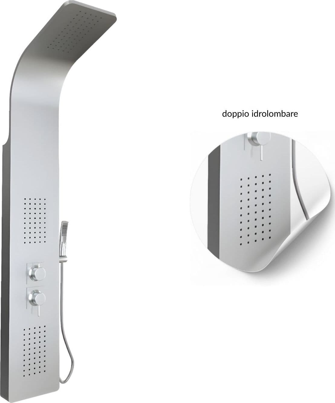 Colonna Doccia 3 Funzioni Acciaio Inox 2 Bocchette Idro Lombari L20xP44xH140 001B - 10