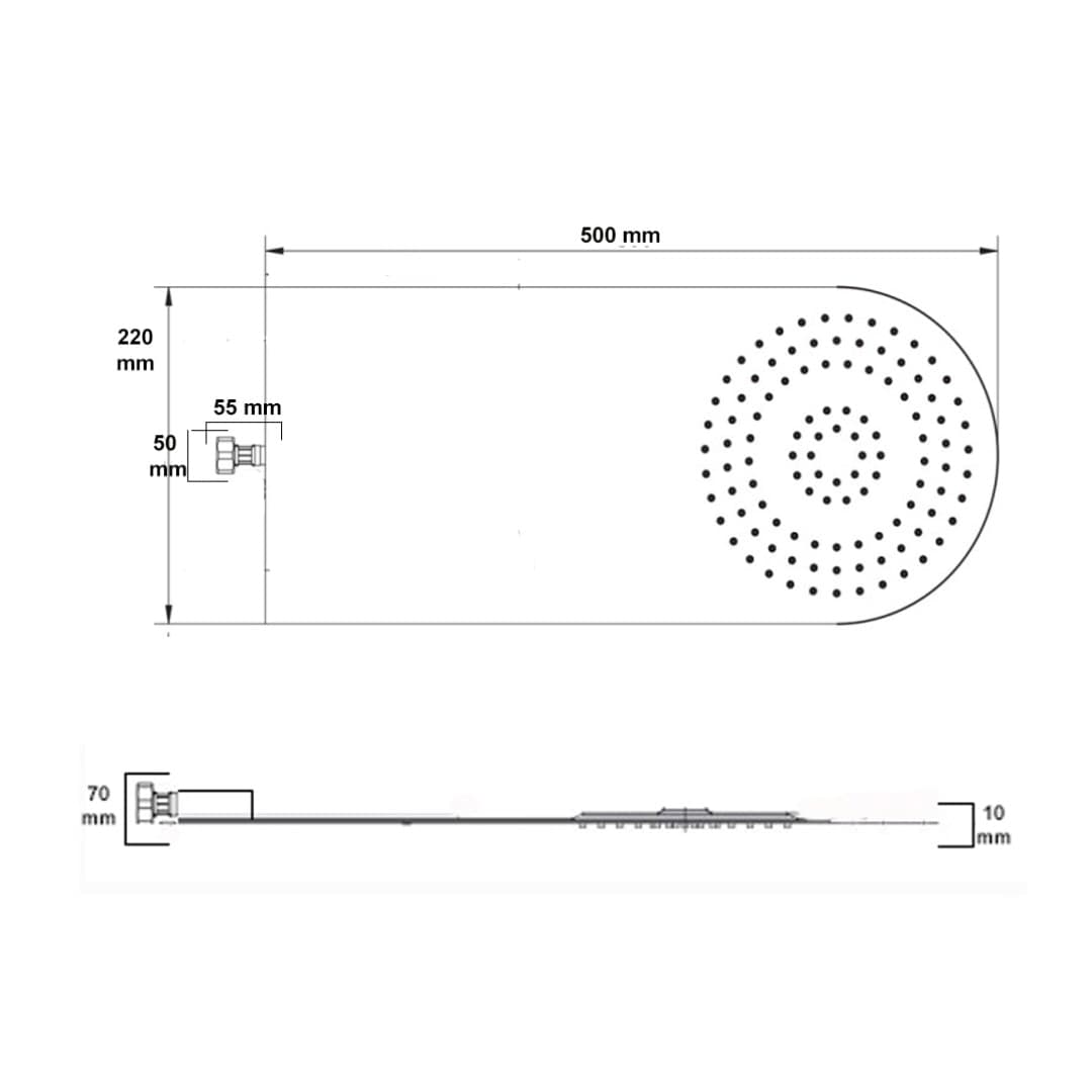 Wall Kit A Parete Da Incasso A Muro Acciaio Inox + Soffione Doccia a Parete Acciaio Inox Punta Tonda Con Cascata - 3