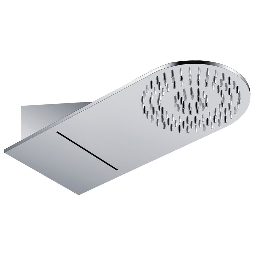 Wall Kit A Parete Da Incasso A Muro Acciaio Inox + Soffione Doccia a Parete Acciaio Inox Punta Tonda Con Cascata - 7