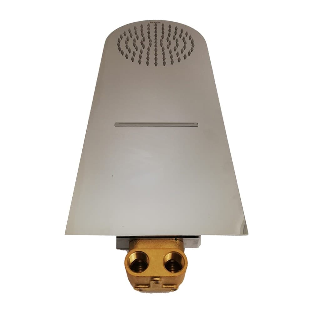 Wall Kit A Parete Da Incasso A Muro Acciaio Inox + Soffione Doccia a Parete Acciaio Inox Punta Tonda Con Cascata - 8