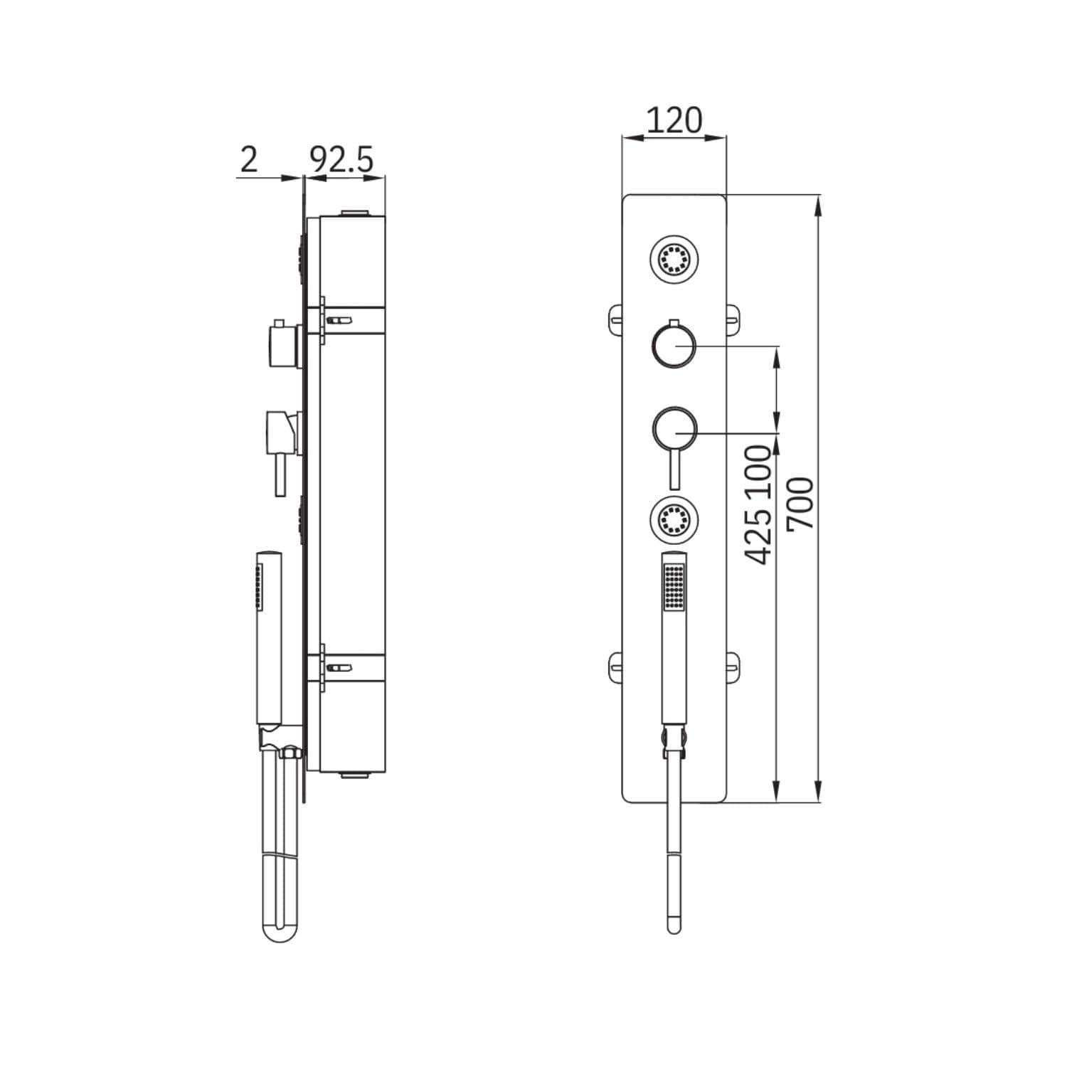 Wall Kit A Parete Da Incasso A Muro Acciaio Inox  + Soffione Doccia a Parete Acciaio Inox Punta Tonda - 7