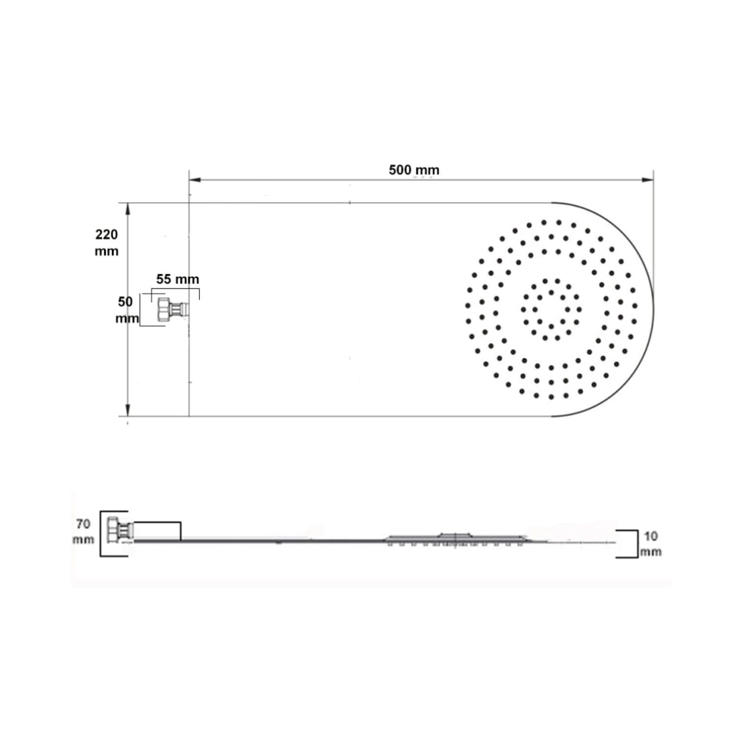 Wall Kit A Parete Da Incasso A Muro Acciaio Inox  + Soffione Doccia a Parete Acciaio Inox Punta Tonda - 8