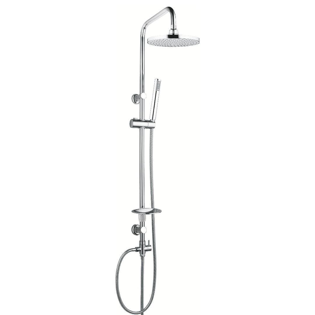 Colonna Doccia Attrezzata 025 Ottone Cromato Soffione Tondo Doccetta - 7