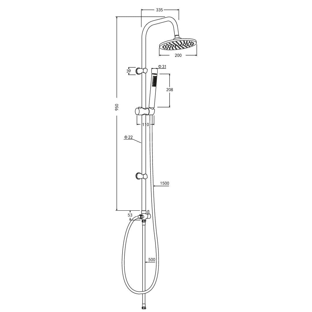 Colonna Doccia Attrezzata 025 Ottone Cromato Soffione Tondo Doccetta - 6