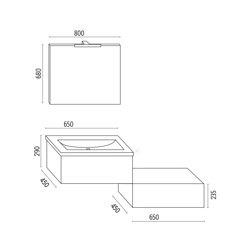 Mobile da bagno sospeso Wonder Bianco con lavabo specchio MADE IN ITALY - 4