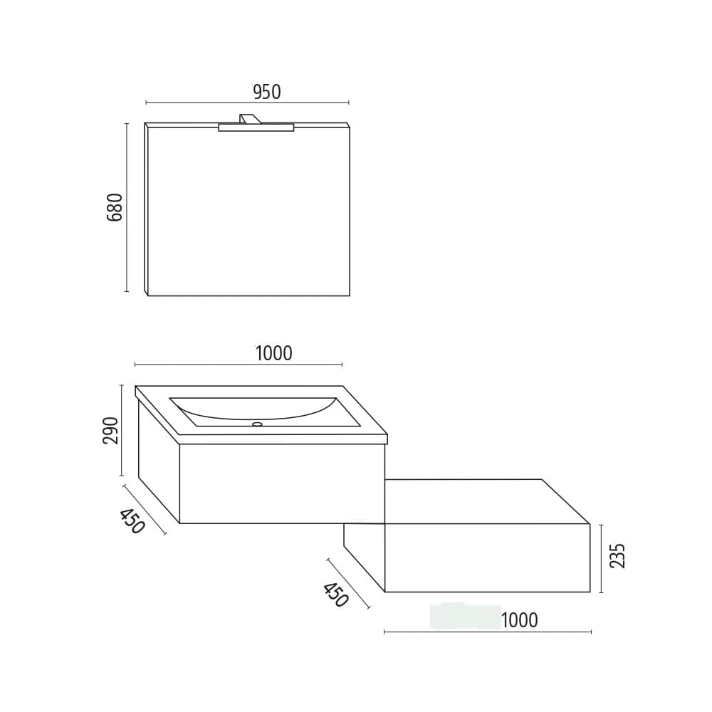 Mobile da bagno sospeso Wonder Bianco con lavabo specchio MADE IN ITALY - 4