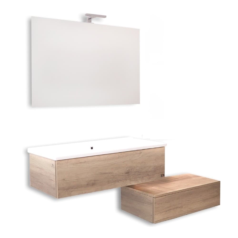 Mobile da bagno sospeso Wonder Corda con lavabo specchio MADE IN ITALY - 5