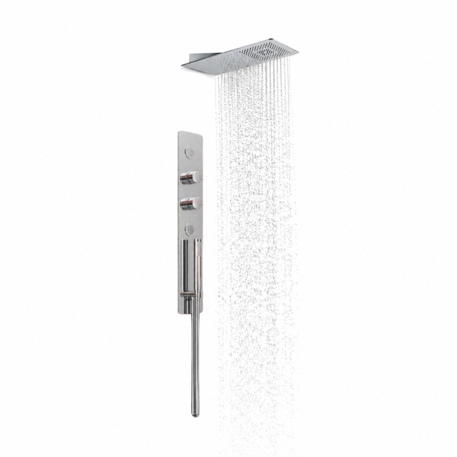 Wall Kit A Parete Da Incasso A Muro Acciaio Inox + Soffione Doccia a Parete Acciaio Inox Punta Quadrata - 3