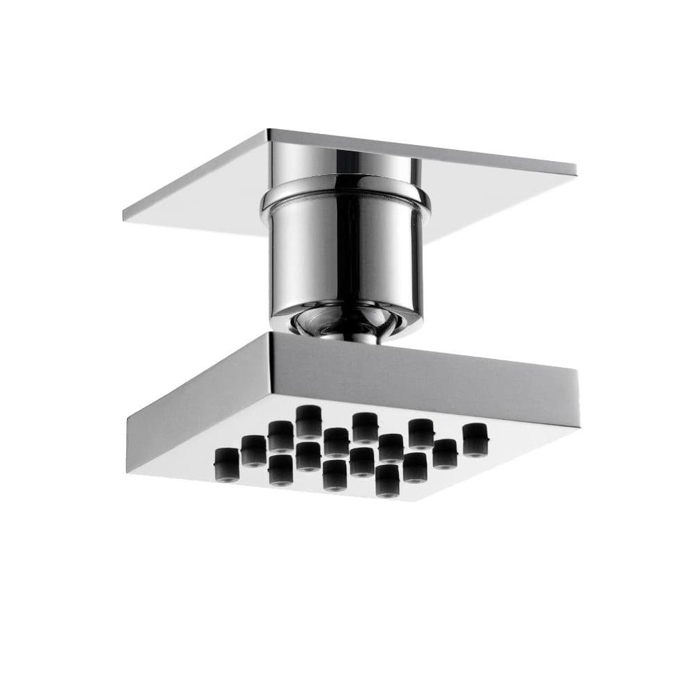 Soffione a Bocchetta Idro a Parete Ottone Cromato Forma Quadrata Doccia Bagno Relax Massaggi - 3