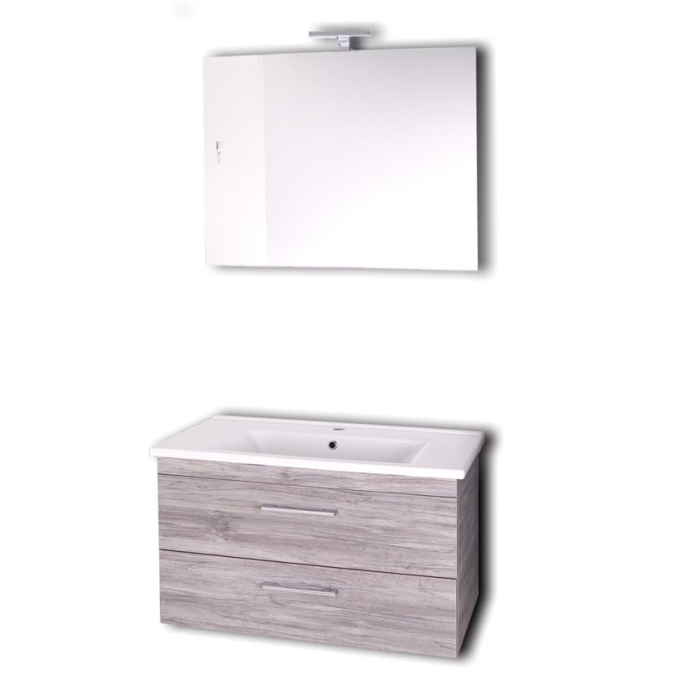 Mobile da bagno sospeso Spring  Cenere con lavabo specchio MADE IN ITALY - 6