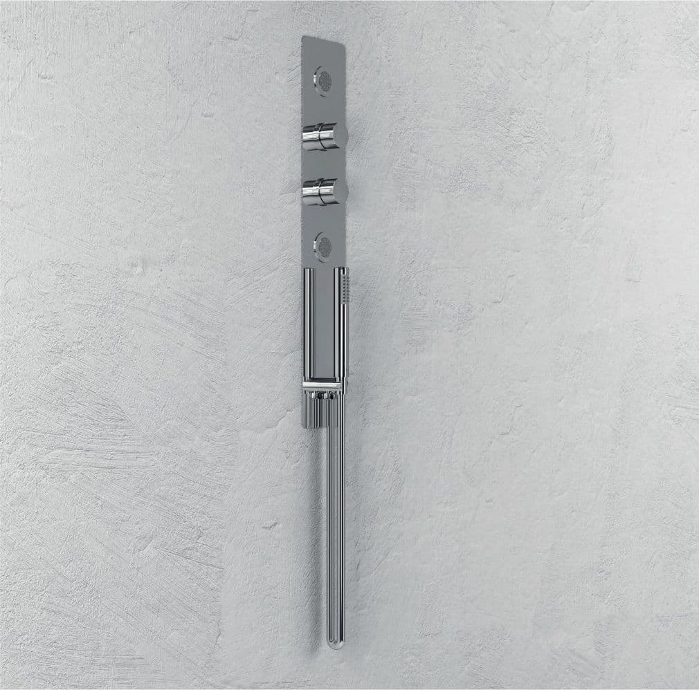 Wall Kit A Parete Da Incasso A Muro Acciaio Inox Cromato Lucido Deviatore Doccetta Doccia - 3